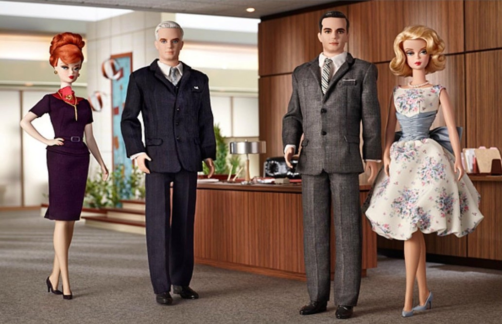 Barbie Collector Mad Men Complete 4 Doll Set BFC Exclusive Roger Sterling, Don & Betty Draper, Joan Holloway 